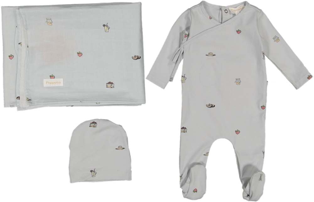 Picnic SWADDLE Set-Blue/Blue Print
