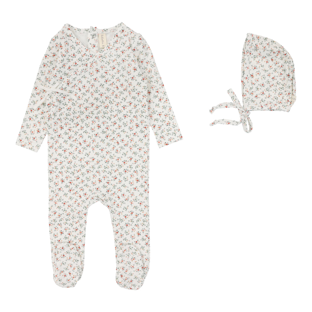 BOUQUET FLORAL FOOTIE SET-WINTER WHITE/FLORAL