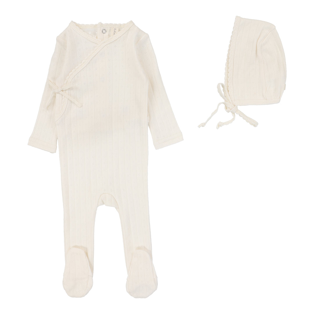 FINE POINTELLE FOOTIE SET-Cream