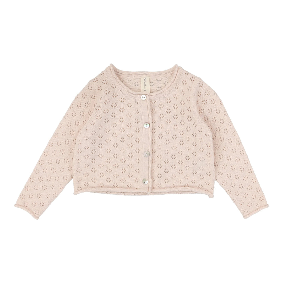 KNIT POINTELLE CARDIGAN-Shell Pink