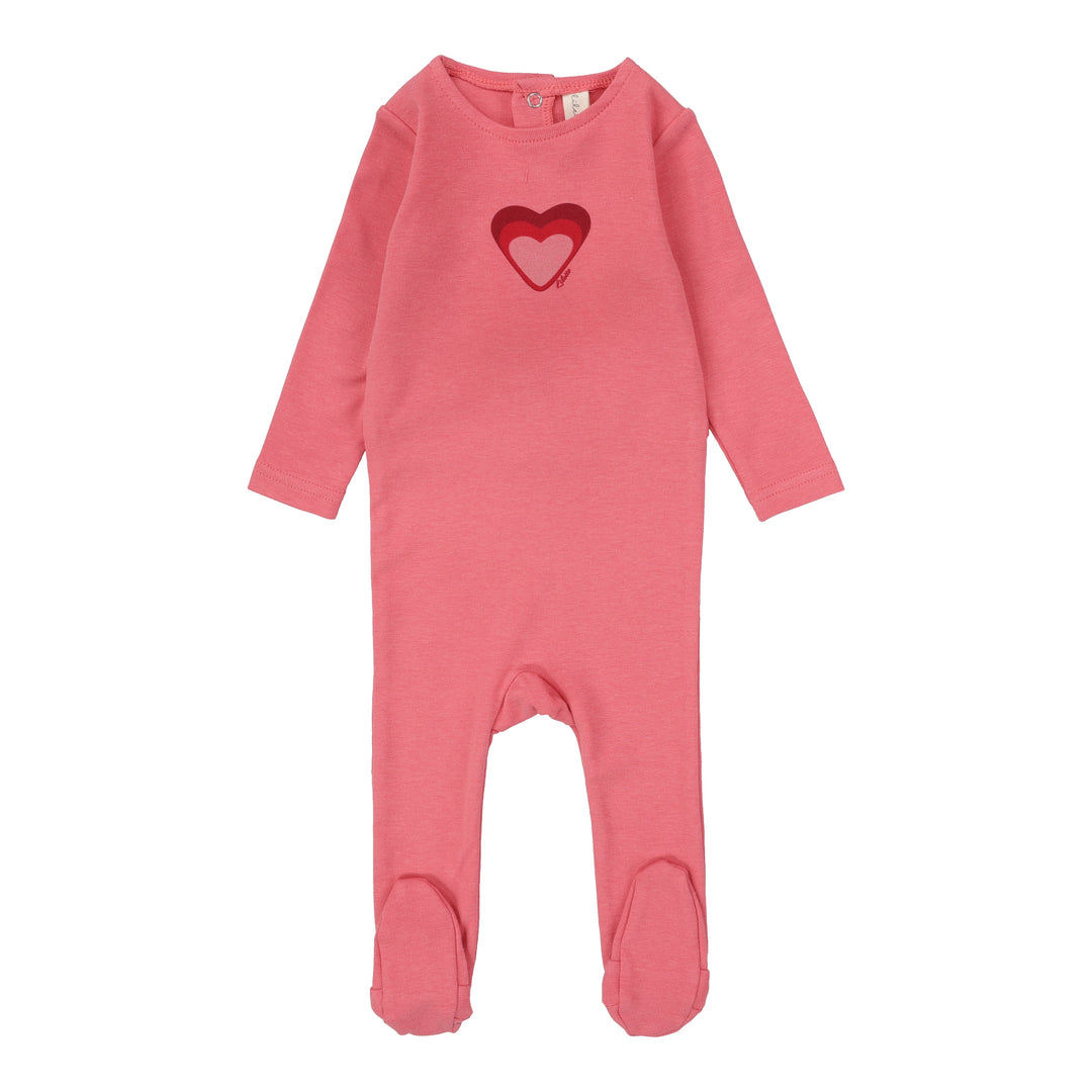 BIG GRAPHIC HEART FOOTIE-BRIGHT PINK