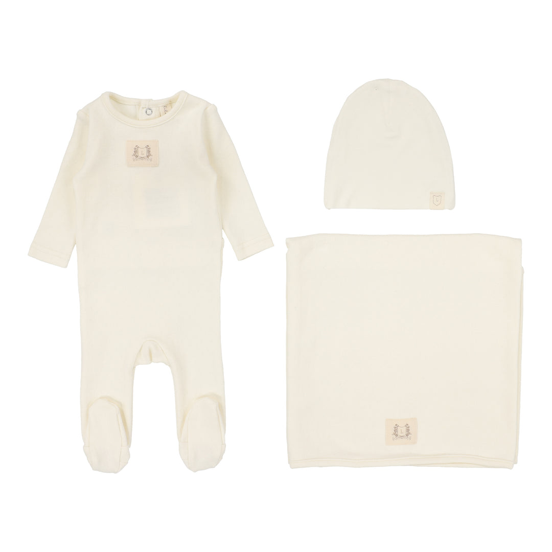 Pointelle Emblem Layette Set-Cream
