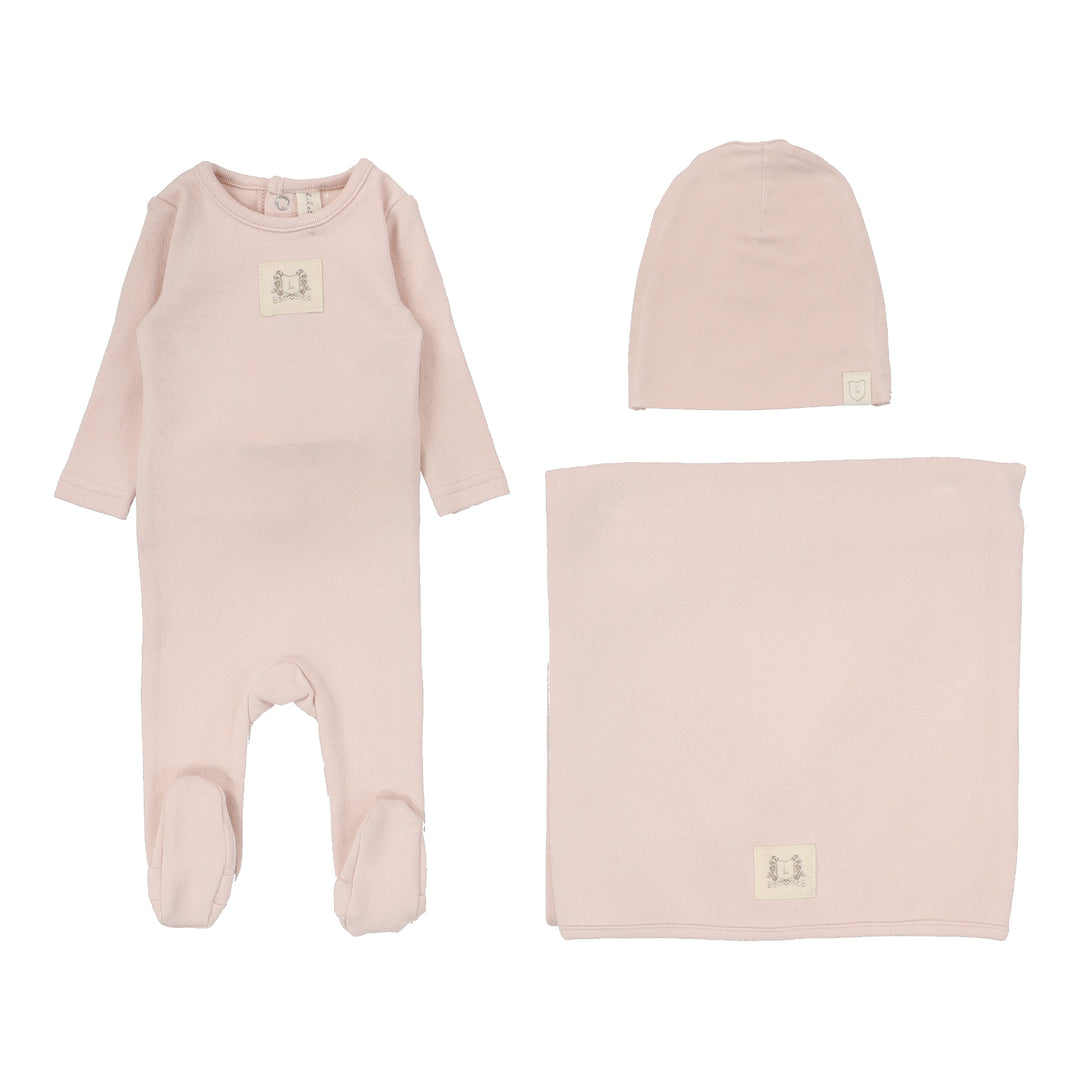 Pointelle Emblem Layette Set-SOFT PINK