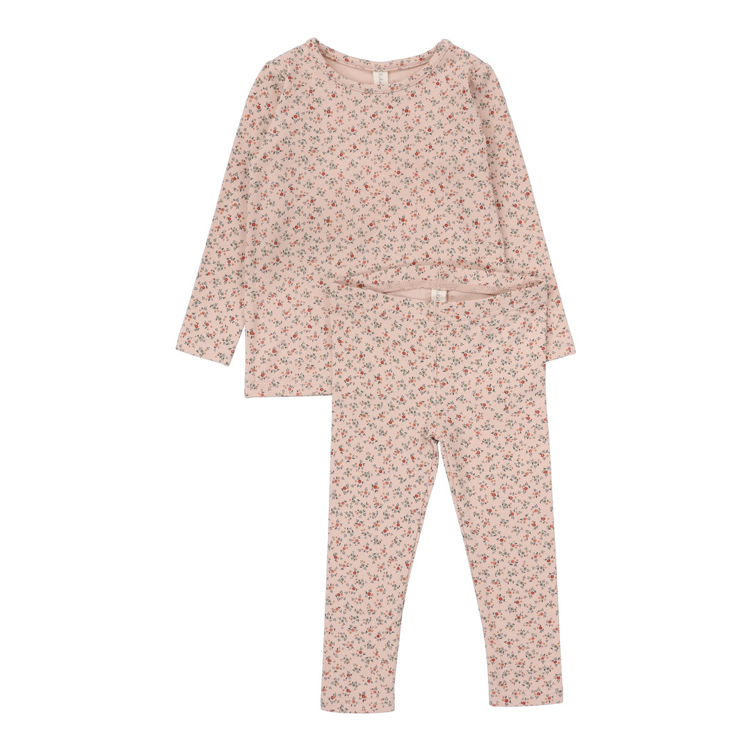 BOUQUET FLORAL LONG SLEEVE SET-ROSE/FLORAL