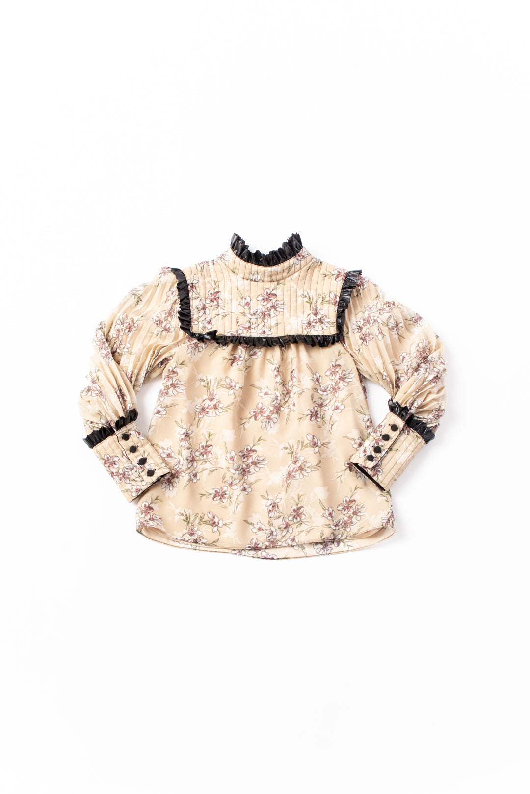 FLORAL SHED BLOUSE-Beige
