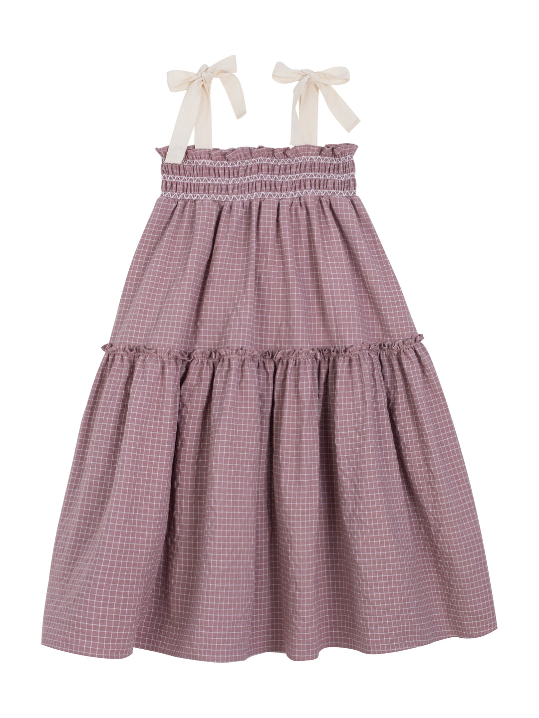 LUSIA DRESS-Burgundy Check