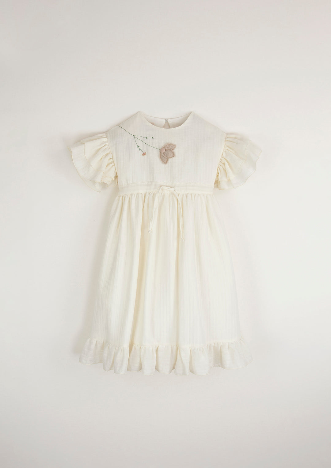 34.1 Off-white dress w/ embroidered yoke and applique