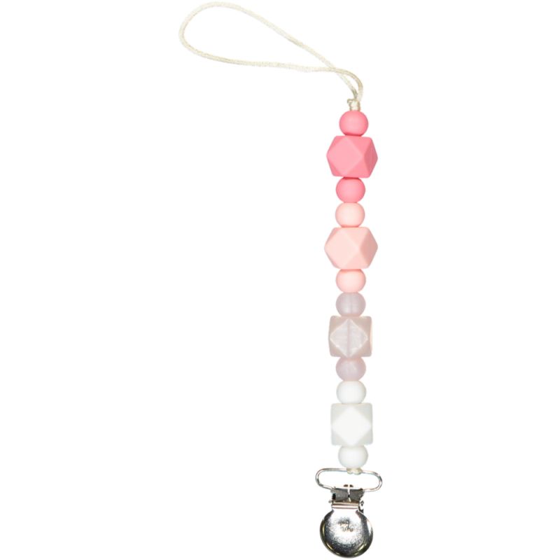 Grande Jewel Pacifier Clip - Food Grade BPA Free Silicone-Pearl Pink (08)