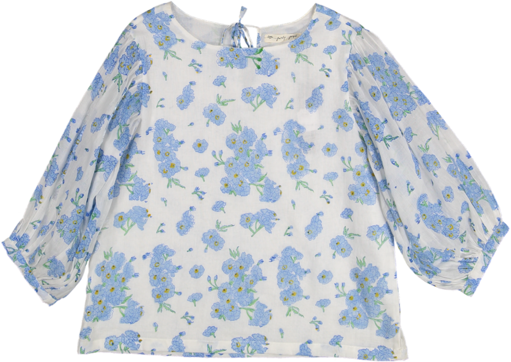 WHOOPI TOP-Blue Blossoms