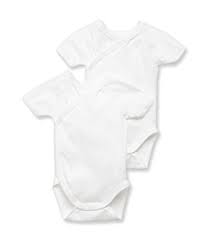 Petit Bateau Short Sleeve Crossover Bodysuit (Pack of 2)