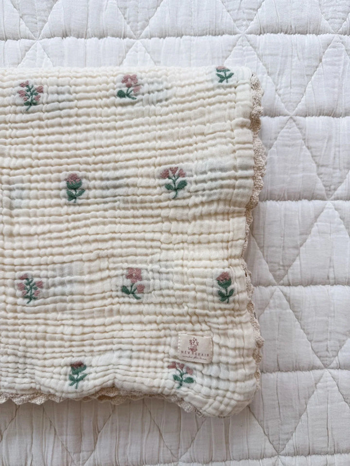 WHOLESALE LAYERED GAUZE BLANKET - DAHLIA