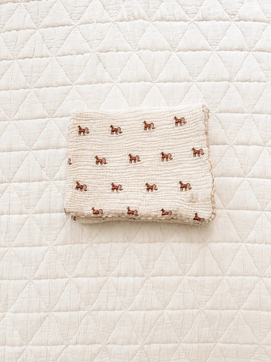 WHOLESALE LAYERED GAUZE BLANKET - PONY