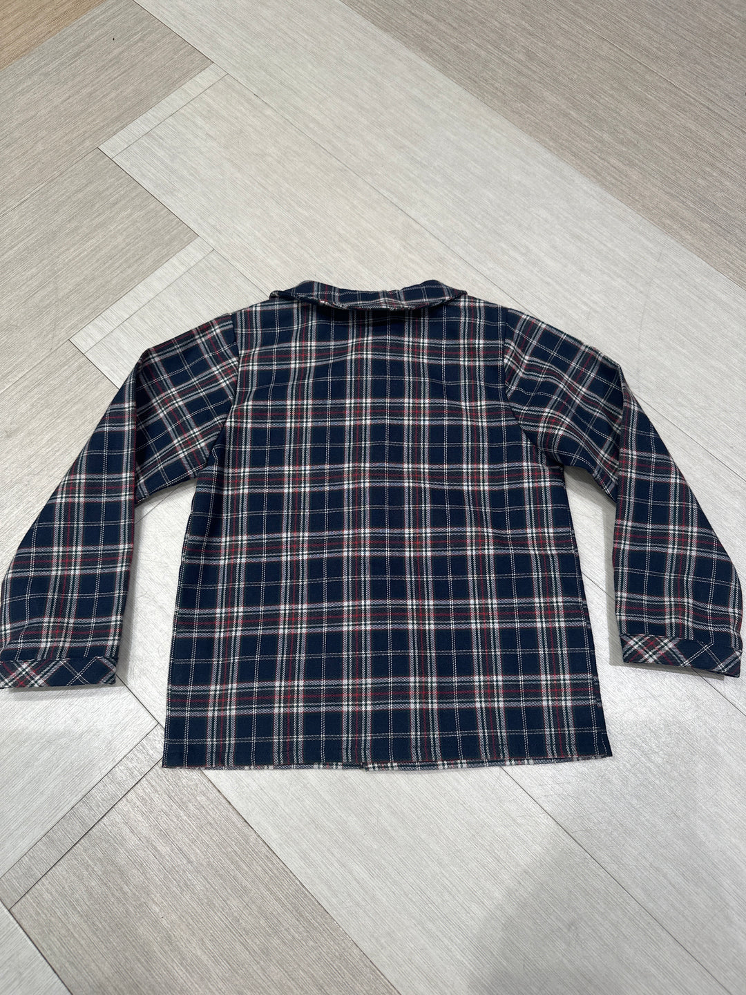 37353 NOA BOY SHIRT - NAVY BLUE AND RED BURGUNDY TARTAN