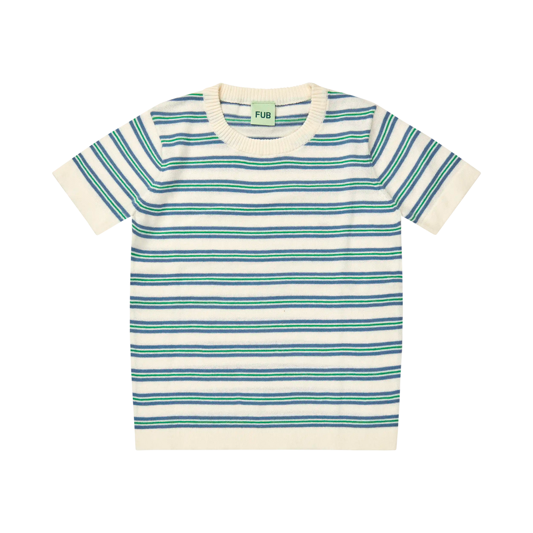 0325-STRIPED T-SHIRT-Ecru/Washed Indigo