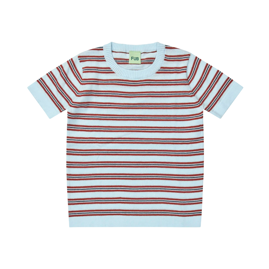 0325-STRIPED T-SHIRT-Light Blue/Chili