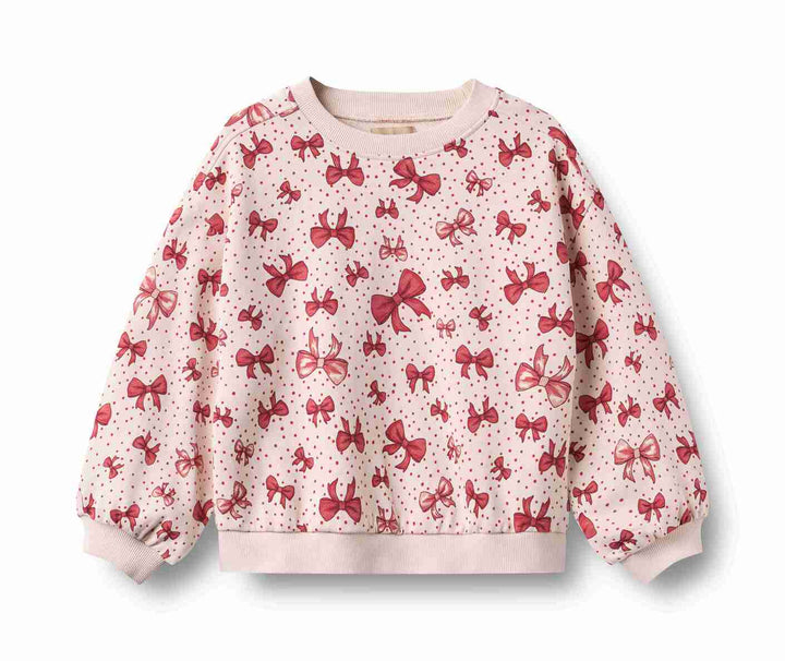 0371-643 SWEATSHIRT L/S LIA - ALMOND PEACH BOWS