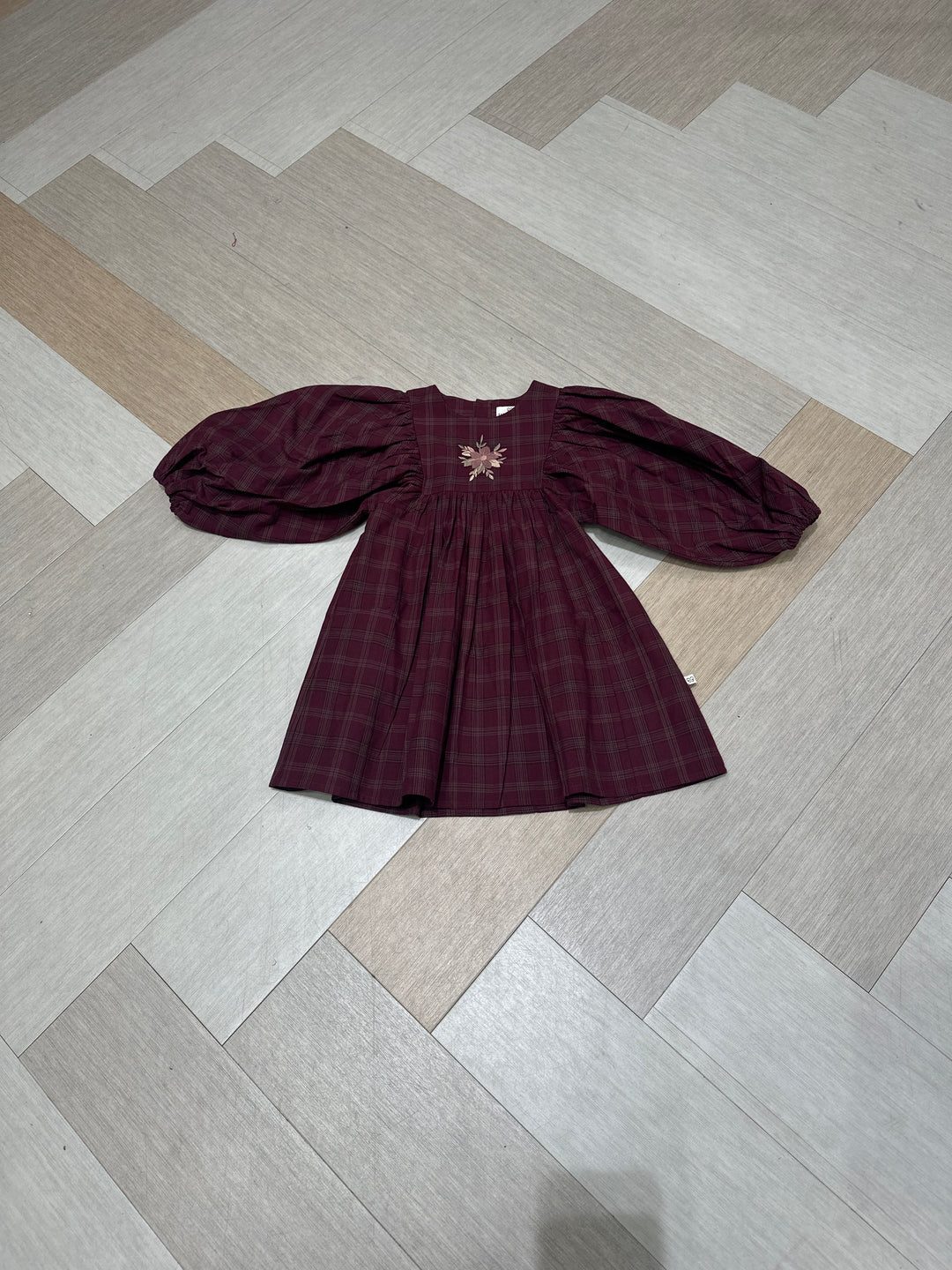 FB-FW26-00009 BELLE DRESS SHORT - YARN-DYED CHECKS PLUM
