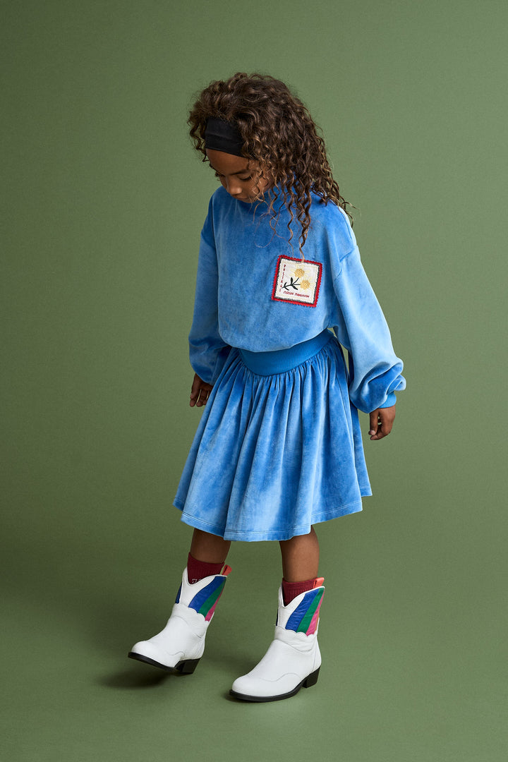 26201305 POSTCARD VELVET DRESS BLUE