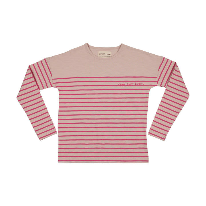 S26-05-DROP SLEEVE TOP-HOT PINK STRIPES