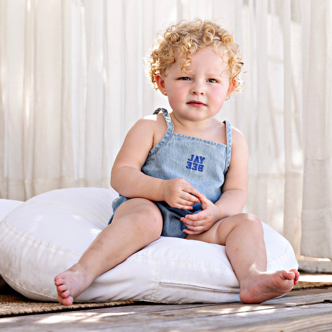 30929-Denim Panel Romper-Denim