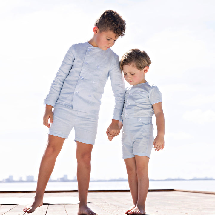 30958-Button Detail Shorts-French Blue