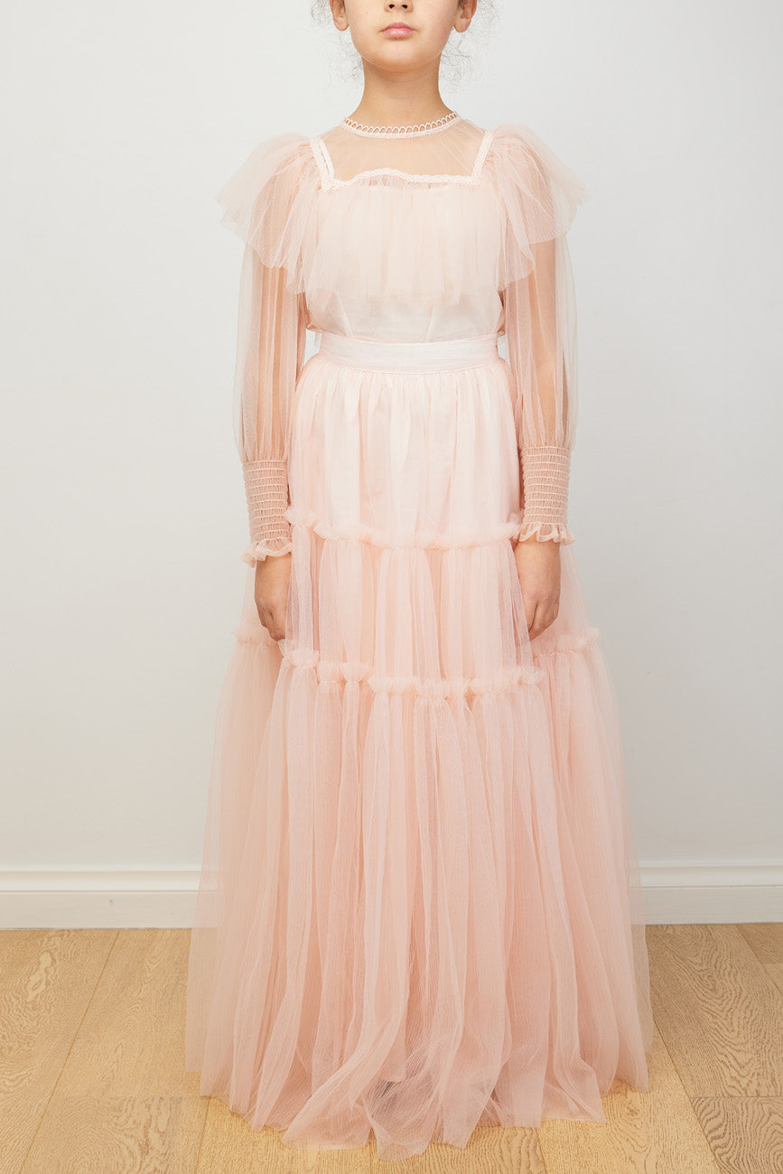 REORDERED!!! FRILLY PLEATED TULLE GOWN--pink