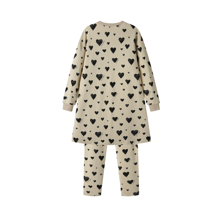 HEART PRINT NIGHTSHIRT-OATMEAL