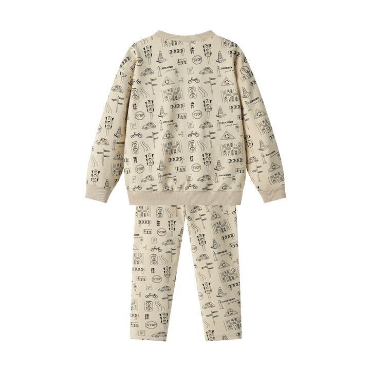 TRAFFIC PRINT PAJAMA-OATMEAL