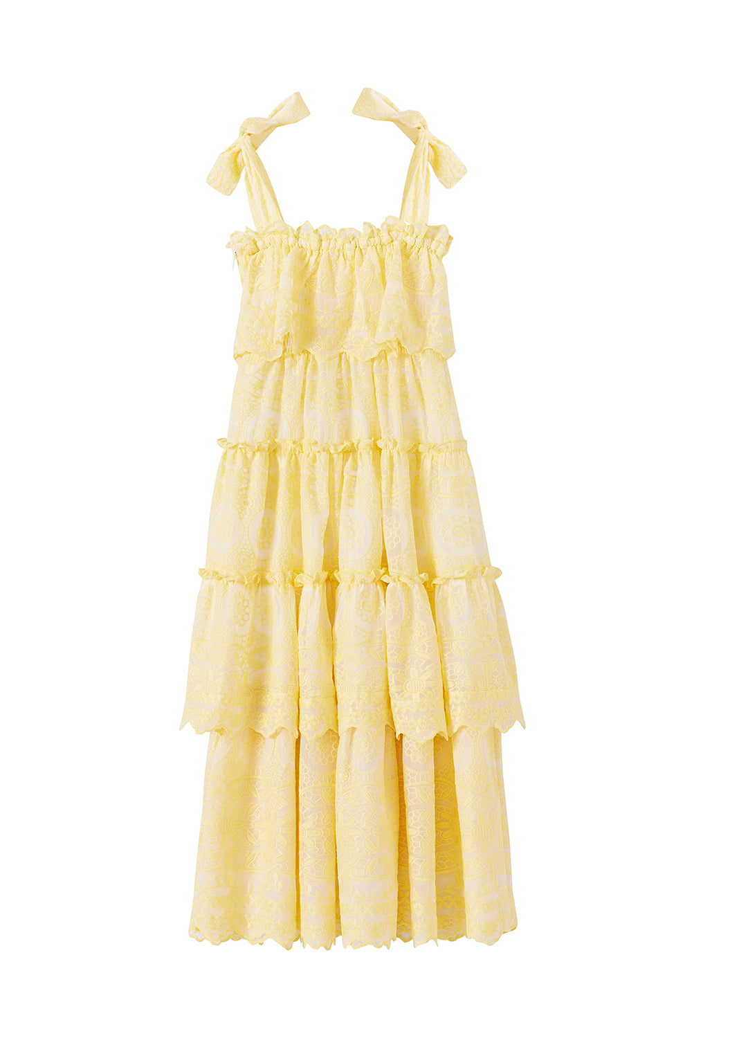 Juniper Embroidered Maxi Dress-Lemon