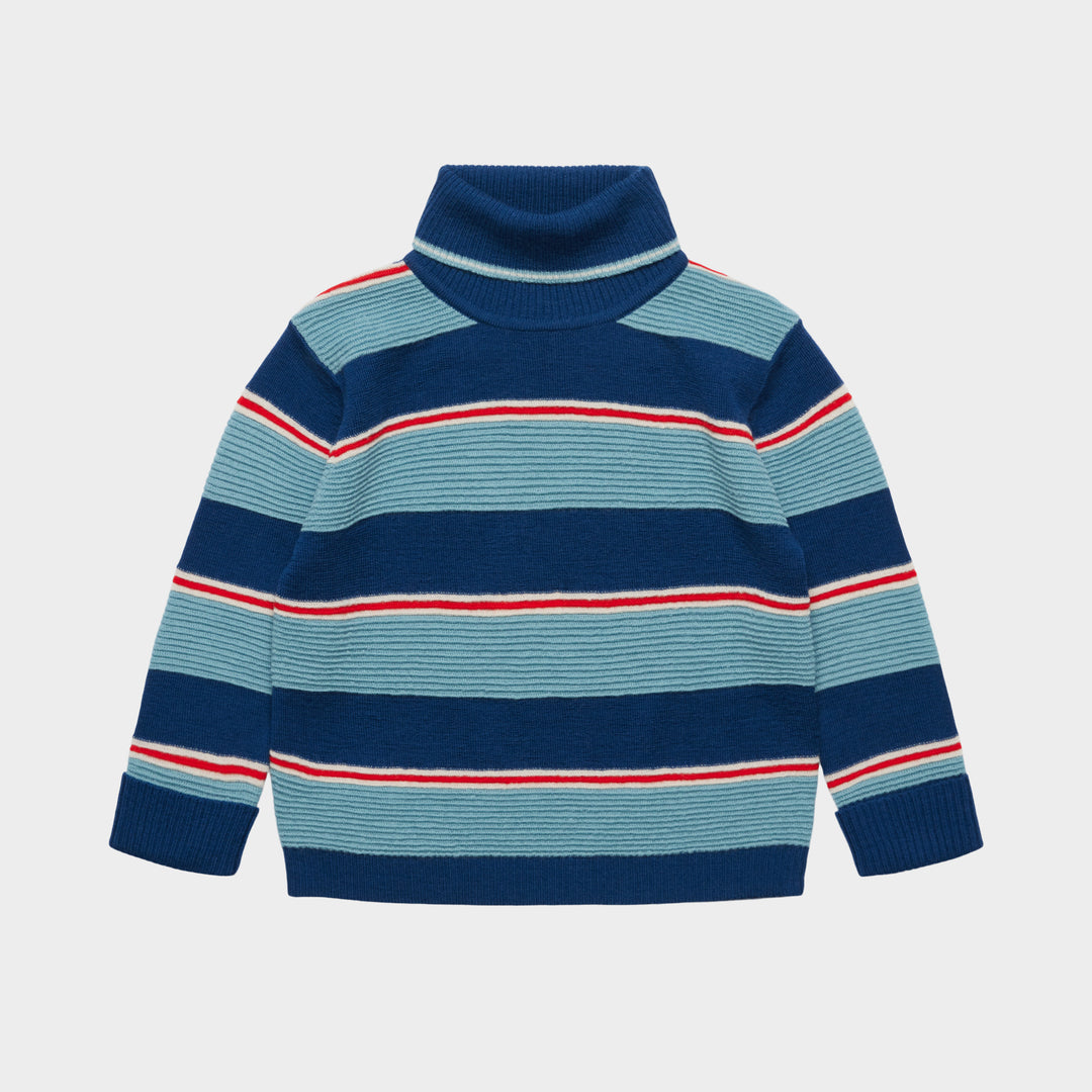 1126 ROLLNECK SWEATER - DEEP INDIGO/LIGHT TEAL
