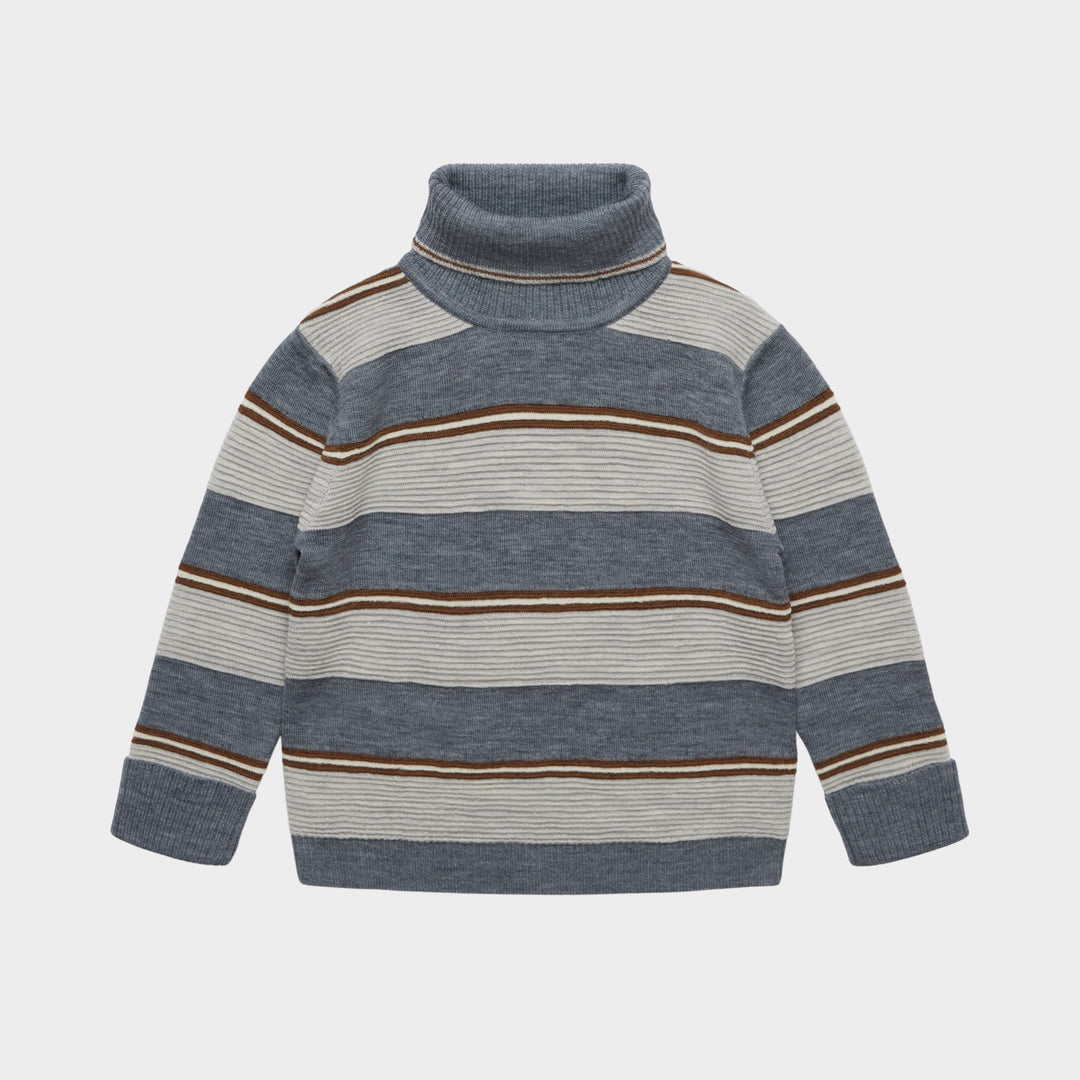1126 ROLLNECK SWEATER - STEEL/LIGHT GREY MELANGE