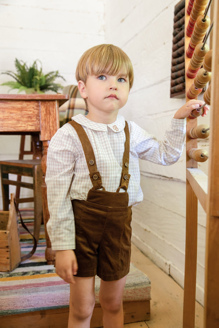 BBB961 SUSPENDER OVERALL WITH SNAP CLOSURE - BROWN