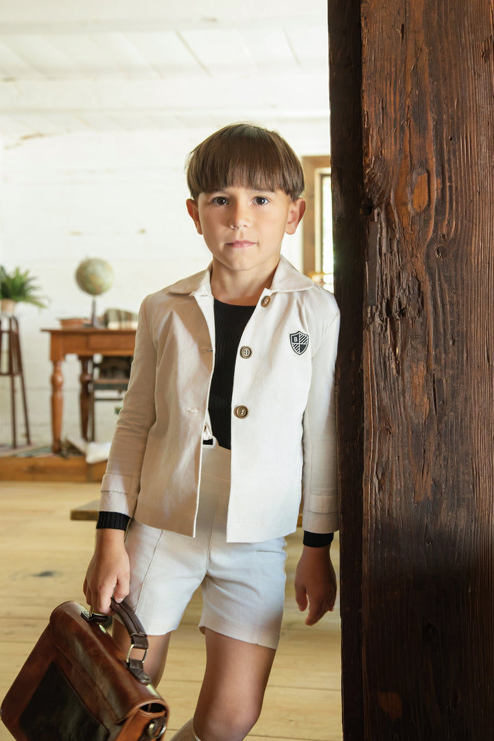 BBB961 SUSPENDER OVERALL WITH SNAP CLOSURE - IVORY