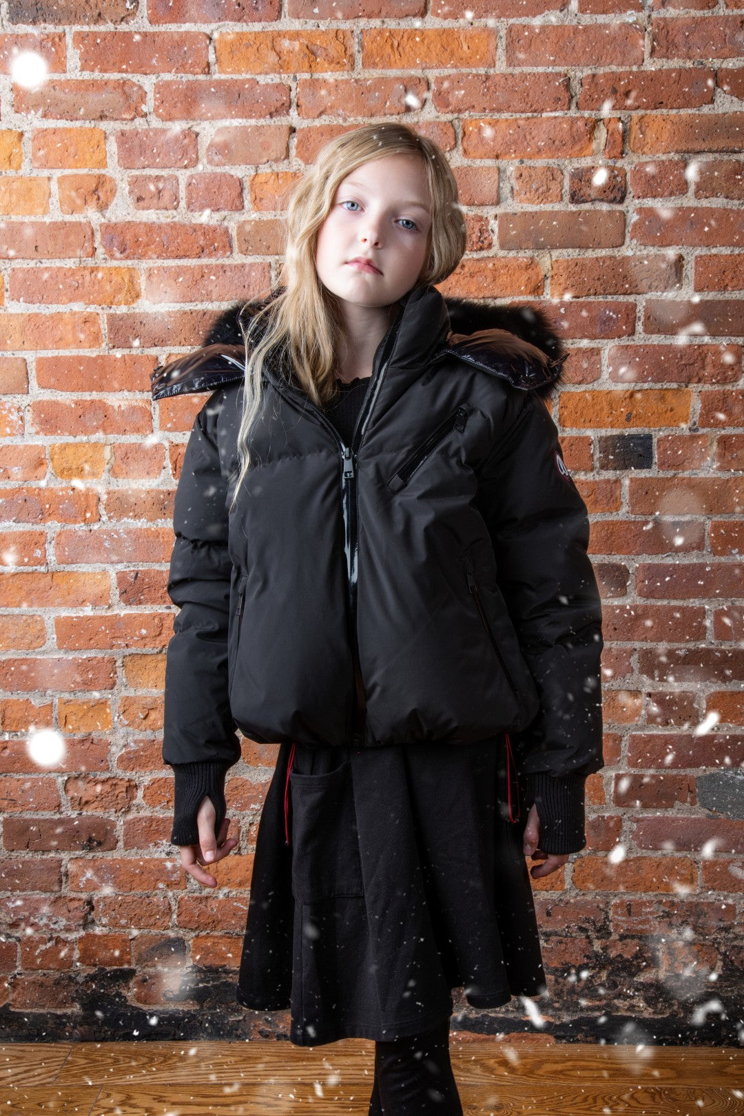 F25-5002-STELLA DOWN FUR JACKET-Black/Black Fur
