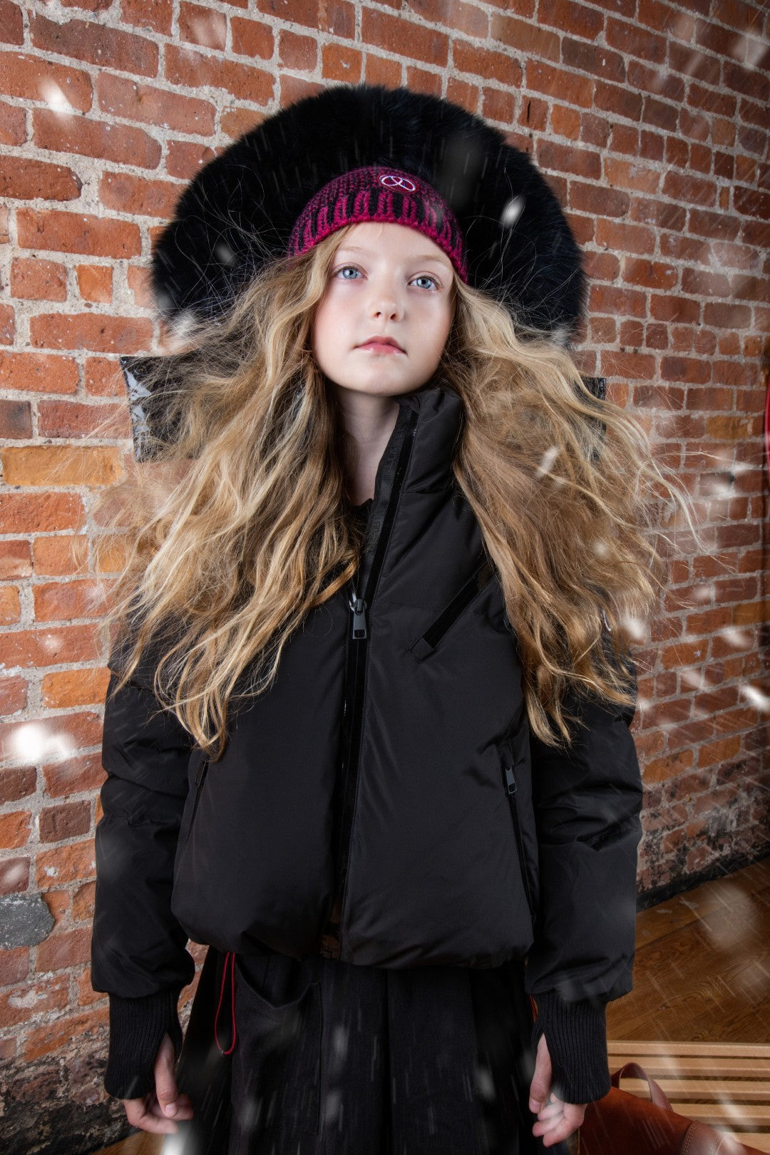 F25-5002-STELLA DOWN FUR JACKET-Black/Black Fur