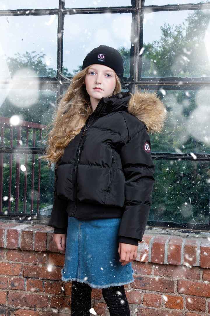 F25-5009B-EMMA DOWN BOMBER-Black Racoon