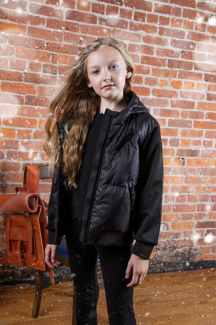 F25-5021-EVA FUR LINED DOWN HOODIE-Black