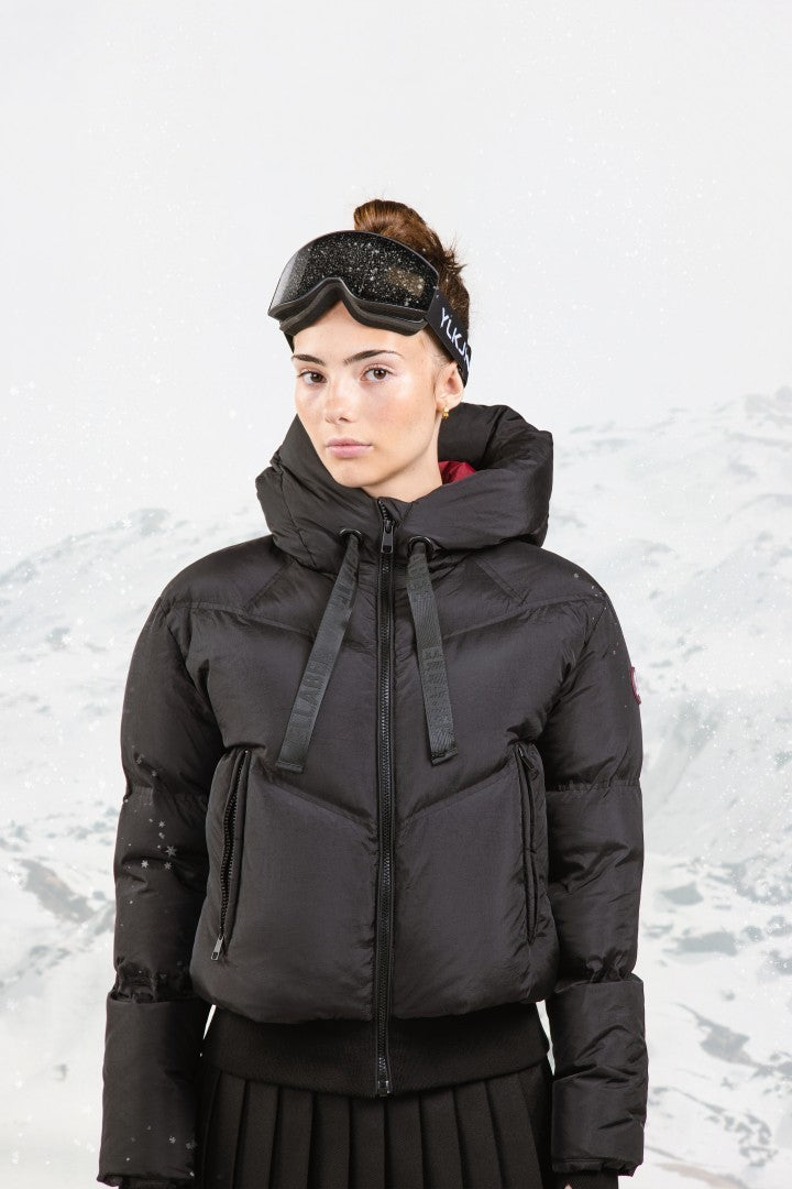 FW26-6009 EMMA DOWN BOMBER - Black/Raspberry Lining