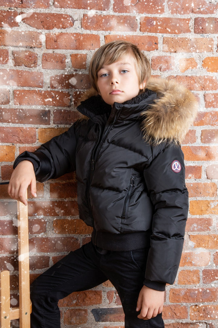 F25-5009B-EMMA DOWN BOMBER-Black Racoon
