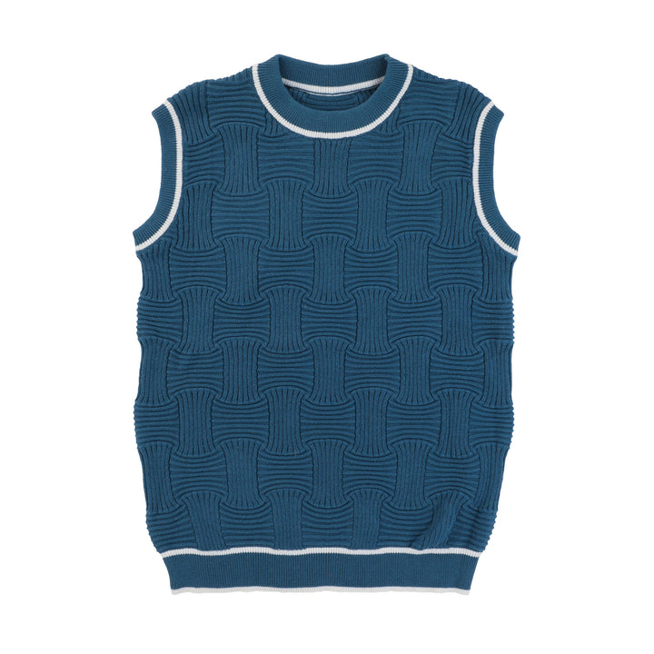 Square Weaved Blue knit Vest