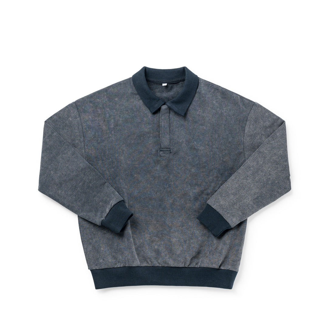1204 Boy Sweatshirt Polo - Navy Wash