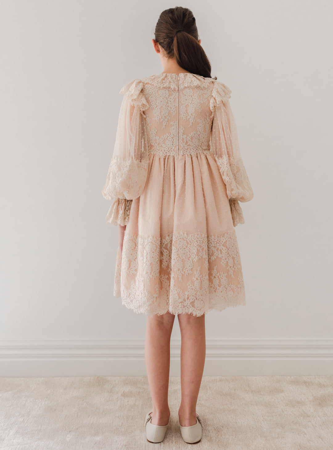1208-lace applique tulle babydoll dress-Cream whoopikids 1208-lace applique tulle babydoll dress-Cream whoopikids
