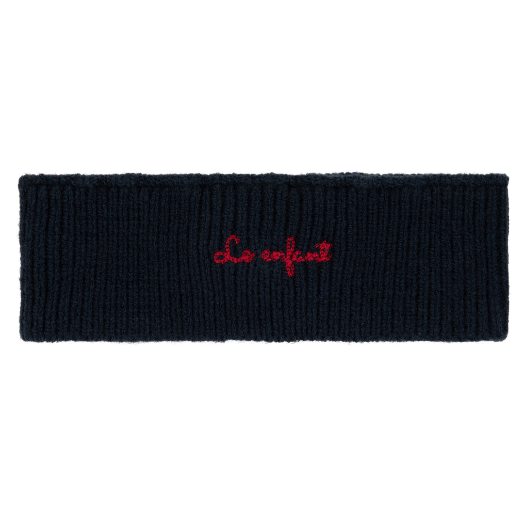 Knit toddler twist hairband (both sides)-Navy