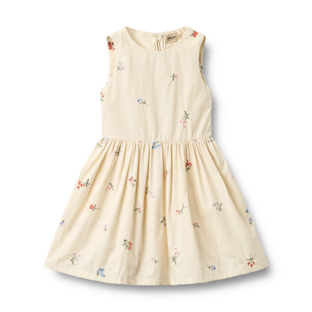 Wheat Ivory Embroidery Flowers Dress Thelma - Children's Dresses Wheat Ivory Embroidery Flowers Dress Thelma - Children's Dresses