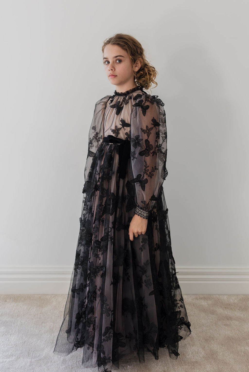 1214 GOWN-Butterfly Tulle W/Nude Lining-Black/Nude whoopikids 1214 GOWN-Butterfly Tulle W/Nude Lining-Black/Nude whoopikids
