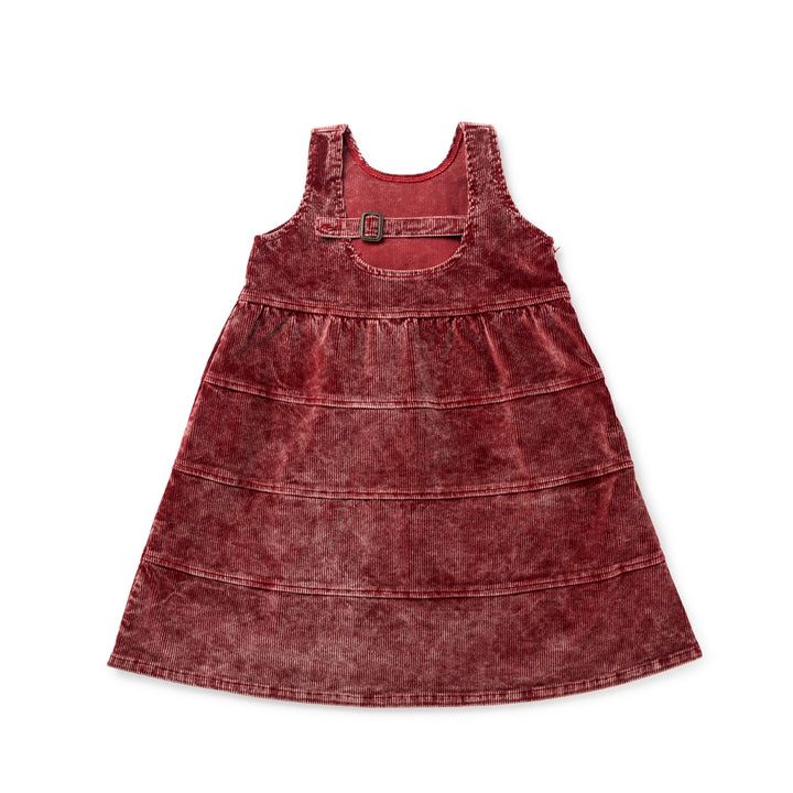 1216A Corduroy Jumper with Buckle Tab - Red Wash