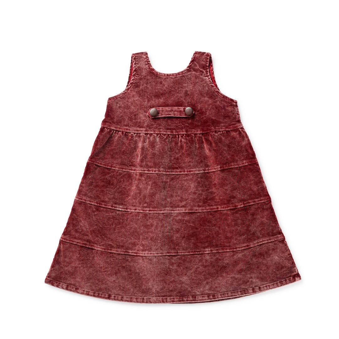 1216A Corduroy Jumper with Buckle Tab - Red Wash