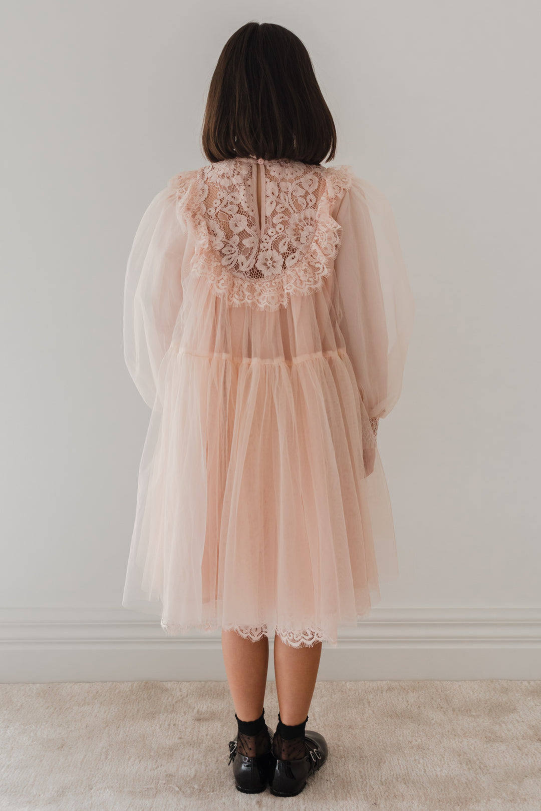 1223-French Lace Tulle Babydoll Dress whoopikids 1223-French Lace Tulle Babydoll Dress whoopikids