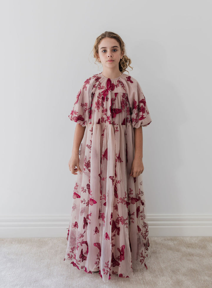 1249 GOWN-Burgundy Butterfly-Mauve/Burgundy