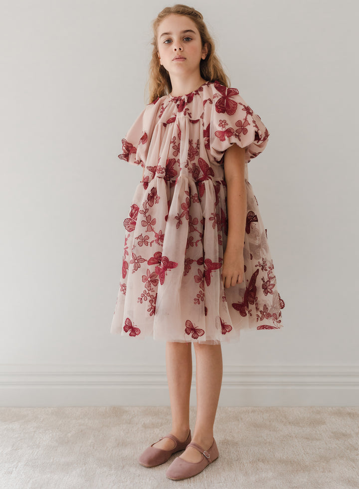 1249 Dress-Burgundy Butterfly-Mauve/Burgundy